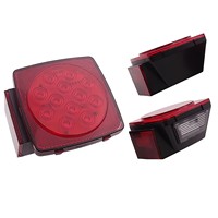 Feu arrière LED carré submersible 12V/24V pour remorque - Stop, clignotant, feu de freinage, éclairage de plaque d'immatriculation - Sans feux latéraux