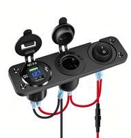 Panneau de commande marin 3 modules avec chargeur USB QC3.0, voltmètre et prise allume-cigare 12V, interrupteur marche/arrêt pour bateau, caravane, tout-terrain