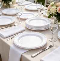 Assiettes en plastique jetables à bord festonné en dentelle gaufrée, motif floral, pour mariages, fêtes et banquets – Vente en gros