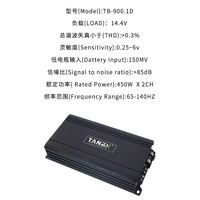 TANBX amplificateur de haut-parleur de puissance de voiture classe D 450W * 2CH amplificateur Audio de voiture 2 canaux 12v puissant TB-900.1D d'ampli stéréo de voiture