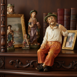 Figura de Poliresina Pintada de Abuelo Sentado en Pipa, 10-11 cm, Adorno Clásico de Navidad, 9006935226072 - Product Image 3