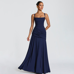 Elegante y Sexy <span class=keywords><strong>Vestido</strong></span> Largo de <span class=keywords><strong>Sirena</strong></span> con Tirantes y Escote Pronunciado, Color Sólido, Ajustado en la Cintura, Sin Espalda, Cola de Pez para Mujer - Product Image 2