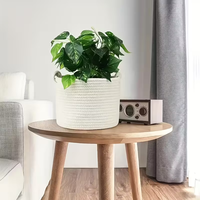 Panier de rangement pliable en coton tissé à la main, panier à vêtements avec poignée cousue à la main, panier en cordes de coton