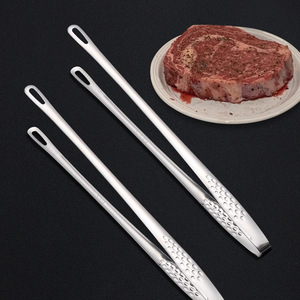 Stainless Steel BBQ Tongs 2 Pieces Heat Resistant Kitchen Utensils For Grilling Steak - Product Image 1