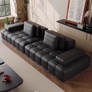 Divano Componibile Moderno in Pelle, Set Durevole e Regolabile Senza Braccioli con Spugna ad Alta Resilienza, Arredamento per Soggiorno per Piccoli Appartamenti - Product Image 3