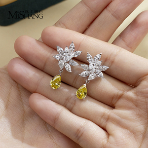 Pendientes de mujer MSE-800, joyería de oro de 18k, color elegante, forma de pera y diamantes cultivados en laboratorio con corte marquesa. - Product Image 4
