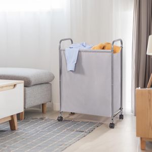 Petit espace moderne 85 L gris <span class=keywords><strong>panier</strong></span> à <span class=keywords><strong>linge</strong></span> roulant trieur 2 charges capacité organisateur <span class=keywords><strong>panier</strong></span> vêtements sales meubles <span class=keywords><strong>de</strong></span> <span class=keywords><strong>salle</strong></span> <span class=keywords><strong>de</strong></span> <span class=keywords><strong>bain</strong></span> - Product Image 2