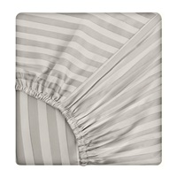 Draps de Lit Hôteliers Haut de Gamme 5 Étoiles OEM d'Usine, Drap-housse en Coton 100% de Luxe, Rayé Blanc, Tailles King et Queen, Ensemble de Draps