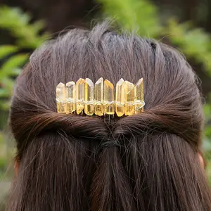 2023 Bulk supplier Multi color crystal hairpin Bohemian Style Bridal Yellow crystal accessories
