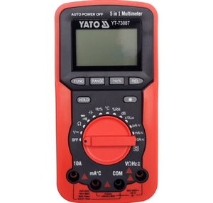 Multímetro Digital YATO YT-73087 5 en 1 con Autoajuste de Rango, Precisión Estándar, Mide Voltaje/Corriente/Resistencia 0-600V, 1 Año de Garantía - Product Image 1
