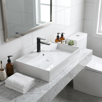 Lavabo rectangulaire en céramique multi-spécifications, haute température, haute qualité, lavabo de salle de bain à poser