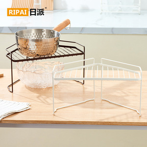 Ripai Kitchen Storage Rack Carbon Steel White <b>Desktop</b> Corner Shelf For Cookware And Condiment Organization - Product Image 1
