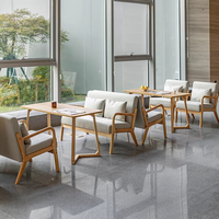 Canapé de restaurant minimaliste à prix abordable, mobilier commercial, banquette double en tissu lin et bois massif pour café
