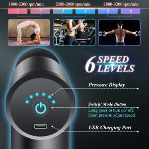 Pistola de masaje con carga USB, percusión de tejido profundo, espalda, 6 niveles para atletas, masajeador muscular para aliviar el dolor con 4 cabezales de masaje - Product Image 3