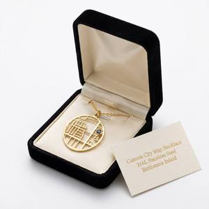 Kalung Peta Kustom, Kalung Peta Kota dengan Batu Kelahiran, Lapisan Emas 18K, Baja Anti Karat, Liontin Mungil, Hadiah Kenang-kenangan - Product Image 5