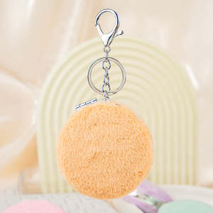 Fuzzy Plush Ball <b>Compact</b> <b>Makeup</b> Mirror Keychain Soft Pastel Color Round Folding Mirror Bag Pendant Purse Accessories Wholesale - Product Image 2