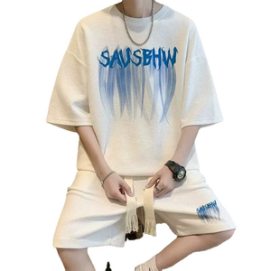 <span class=keywords><strong>M</strong></span>-5XL setelan olahraga pria, baju pakaian musim panas tampan, kaus lengan pendek, celana pendek musim panas - Product Image 3