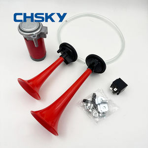 Chsky Auto En Motorfiets Luchthoorn Set Dubbele Buis Hoorn Compressor Pomp Luchtpomp Rood - Product Image 4