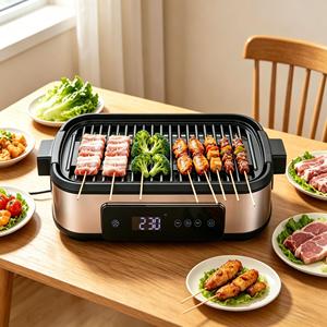 Mini barbecue électrique multifonction sans fumée pour intérieur, <span class=keywords><strong>grill</strong></span> et plancha électriques <span class=keywords><strong>avec</strong></span> <span class=keywords><strong>bac</strong></span> à <span class=keywords><strong>eau</strong></span> - Product Image 2