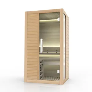 FCC-Zertifikat Hemlock Wood Home Sauna bad Trocken-und Nassdampf raum Ferninfrarot-Holz sauna für 1 Person