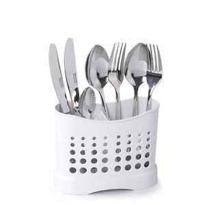 Cutlery <b>Box</b> With Drainage Holes For Kitchen Utensils <b>Storage</b> <b>White</b> - Product Image 1