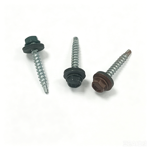 Tornillos autoperforantes <span class=keywords><strong>de</strong></span> óxido <span class=keywords><strong>de</strong></span> <span class=keywords><strong>zinc</strong></span> <span class=keywords><strong>rojo</strong></span> con cabeza hexagonal para techos metálicos con arandela EPDM, tornillos para madera, tornillos para techos <span class=keywords><strong>de</strong></span> chapa metálica, color RAL 3009 - Product Image 1