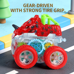 Juguete de Plástico para Niños en Oferta, Estilo Tiburón, Carro de Toros, Estilo Dibujos Animados, Coche de Fricción de Doble Inercia con Luces - Product Image 4