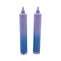 Tube cosmétique 30ml 50ml 70ml, tube en plastique à presser, 25mm, double couche, acrylique, capuchon plaqué or, dégradé bleu-violet, logo personnalisé