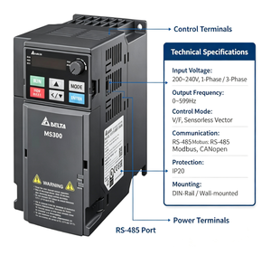ตัวแปรอินเวอร์เตอร์ไดรฟ์เดลต้า VFD 0.2kw ไฟฟ้าทั้งหมด2.2KW 5.5KW 15KW 7.5KW - Product Image 4