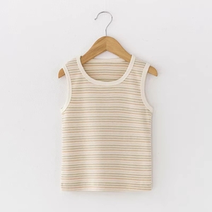 Organic Cotton Striped T-Shirt Top <strong>for</strong> <strong>Newborn</strong> Infants Summer Underwear <strong>Vest</strong> <strong>for</strong> Babies - Product Image 1