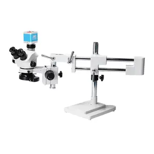 4K kamera 3. 5x-90x 7-45X simul-focal Double Boom Stand trinokular Stereo Zoom mikroskop untuk perbaikan seluler mikroskop set