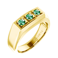 Bague en Moissanite à 3 Pierres Plaqué Or 14K (1/20) Certifiée GRA, Bijoux Personnalisés pour Hommes et Femmes, Idéale pour Fêtes et Usage Quotidien, Vente en Gros