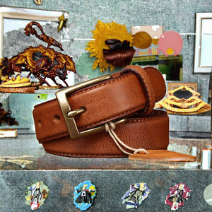 Ceinture en cuir de vache véritable double face lavée à l'eau vintage de haute qualité pour femmes, ceinture de mode pour jeans, cuivre - Product Image 3