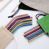 Ensemble de pailles en acier inoxydable de qualité alimentaire, pochettes de boisson en métal avec pailles