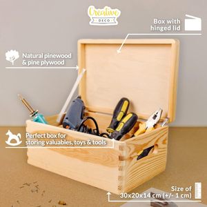 Boîte de rangement en bois rectangulaire avec couvercle rabattable, organisateur de bureau en bois massif, boîte cadeau portable - Product Image 4