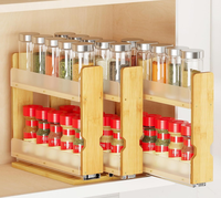 Organisateur de rangement coulissant en bambou pour armoire, support à épices robuste pour cuisine et garde-manger, organisation verticale coulissante