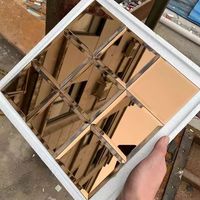 Contemporary Frameless Silver Mirror Tiles Beveled Edge Glass Wall Square Durable Vanity Bedroom Decorative Mirror Set Safety