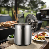 Marmite à soupe en acier inoxydable de 20L avec design classique marmite à ébullition en métal moderne avec couvercle pour cuisinière à induction et cuisinière à gaz