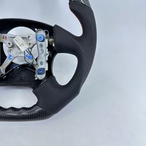 Volante de Fibra de Carbono Real para Subaru <span class=keywords><strong>Impreza</strong></span> <span class=keywords><strong>WRX</strong></span> <span class=keywords><strong>1999</strong></span> 2000 2001 2002 2003 2004, Piezas Interiores Personalizadas para Automóvil con Franja Roja - Product Image 2