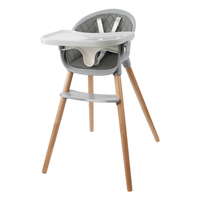 Chaise haute pour bébé en bois de style minimaliste nordique avec plateau amovible et siège rembourré