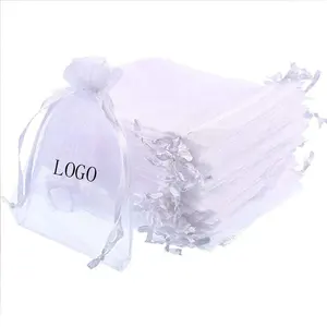 Offre Spéciale personnalisé <span class=keywords><strong>Organza</strong></span> bijoux cadeau <span class=keywords><strong>sac</strong></span> blanc faveur de mariage sacs avec cordon de serrage - Product Image 2