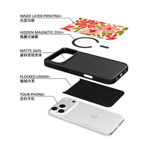 Coque de téléphone AG Feeling Black Edge avec motif floral simple doré pour iPhone 17, 17 Pro Max, 16 Pro, 15 – Coque magnétique