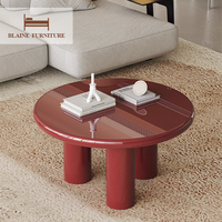 Table basse moderne en bois massif pour salon, finition laquée brillante de luxe léger, haute qualité