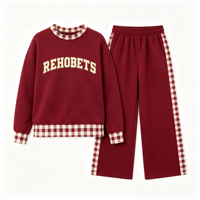 Ensemble sweat-shirt et pantalon large à carreaux pour femme, survêtement décontracté imprimé lettres pour le streetwear