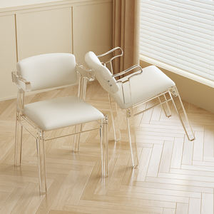 Chaise fantôme en acrylique transparente en gros d'usine, <span class=keywords><strong>fauteuil</strong></span> de salle à manger transparent avec coussin blanc pour mariage, événement, hôtel, banquet - Product Image 2