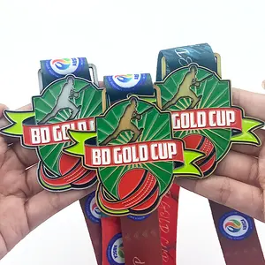 Design Your Own Iron Zinc Alloy Metal Logo Cricket Custom Medals Sports Finisher Award Medal For Souvenir