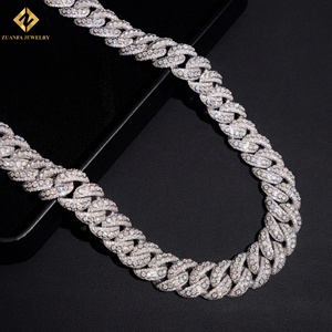 Wholesale Men's 18MM Moissanite Cuban Link <b>Chain</b> Necklace 925 Silver Rhodium Plated Hiphop Style <b>Iced</b> <b>Out</b> Lover Gift <b>Chain</b> - Product Image 3