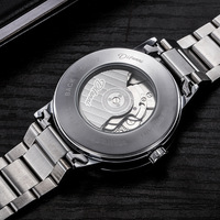 Montre mécanique automatique avec cadran guilloché, chiffres arabes, affichage de la date, bracelet en acier inoxydable, montre-bracelet pour homme
