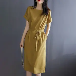 Летние длинные платья корейские длинные модные женские повседневные платья