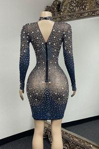 Novance Y2063 Quần Áo Nhà Sản Xuất Tùy Chỉnh Phụ Nữ Tăng In Màu Xanh Rhinestone Dresses Kim Cương Sinh Nhật Ăn Mặc Cho Đảng - Product Image 3